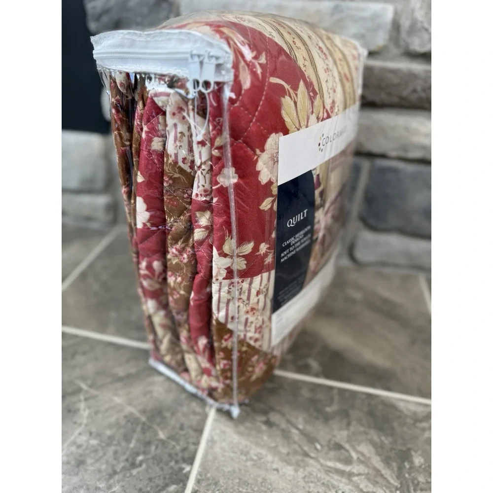 NEW Colormate Abigail Patchwork Quilt Full/Queen Sears Classic Heirloom Floral